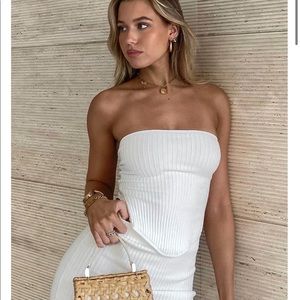 White Fox Fair And Square Knitted Bustier Off White